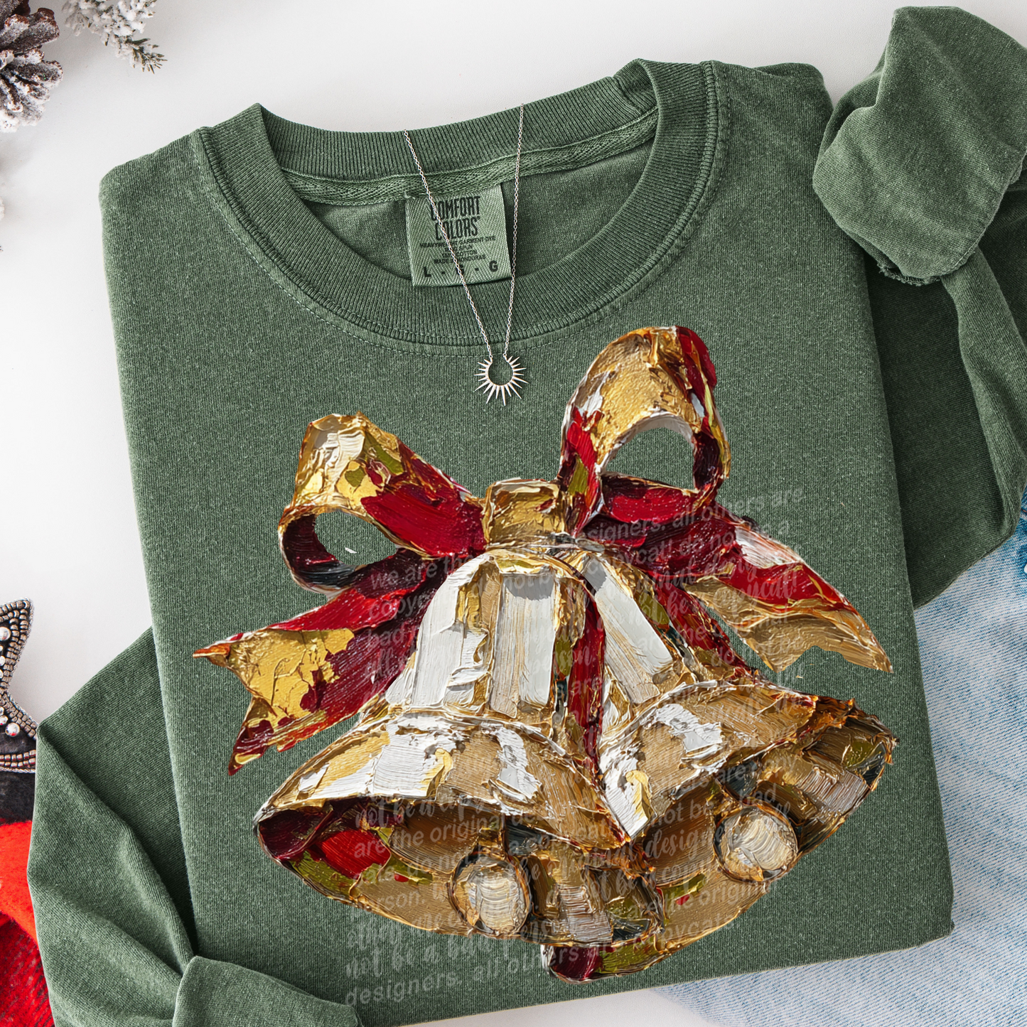 Christmas Bells (Faux Hand Painted) Full Color DTF Transfer