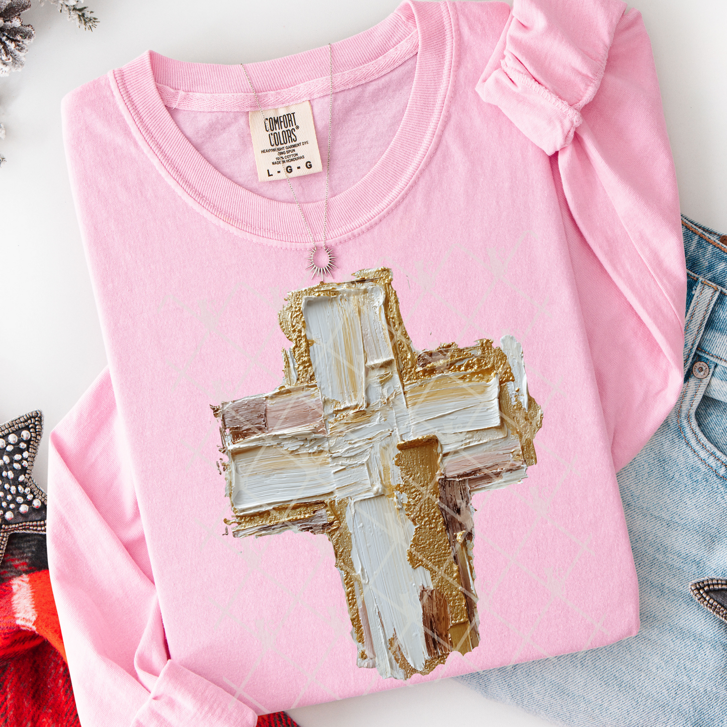 Cross (Faux Hand Painted) Full Color DTF Transfer