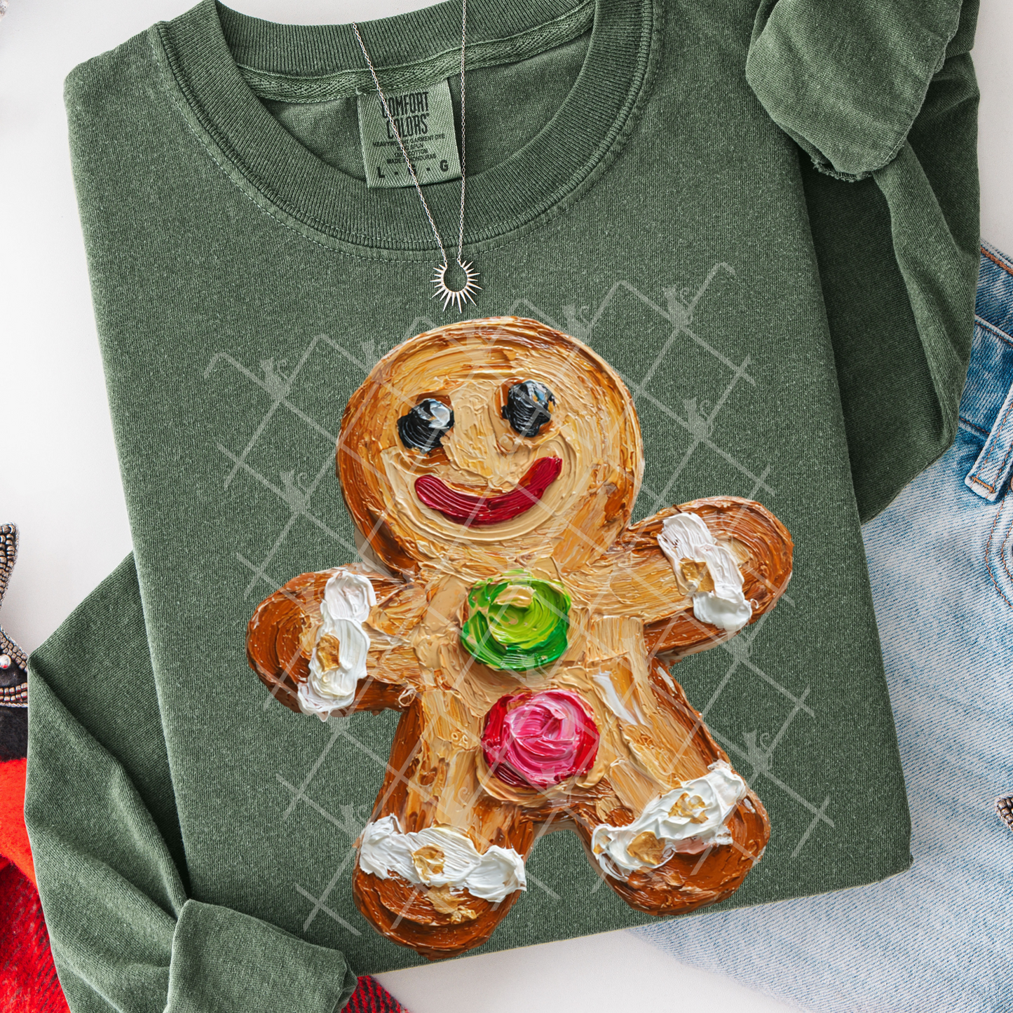 Gingerbread Man (Faux Hand Painted) Full Color DTF Transfer