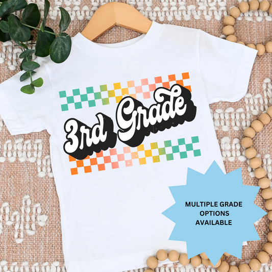 Rainbow Checkered Grade (MULTI GRADE OPTIONS) Checkered Back To School Full Color DTF Transfers