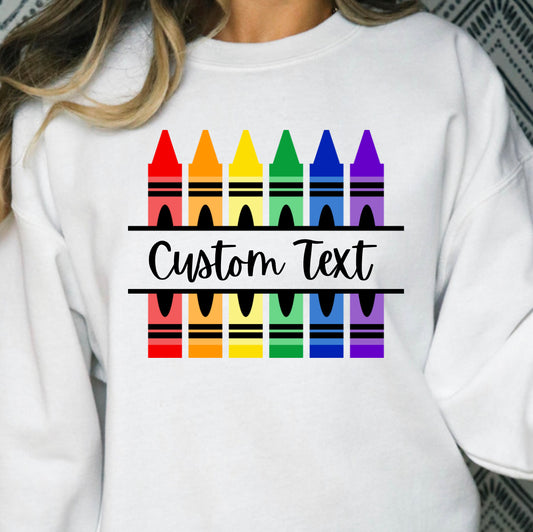 Crayons w/ Custom Text Full Color DTF Transfers