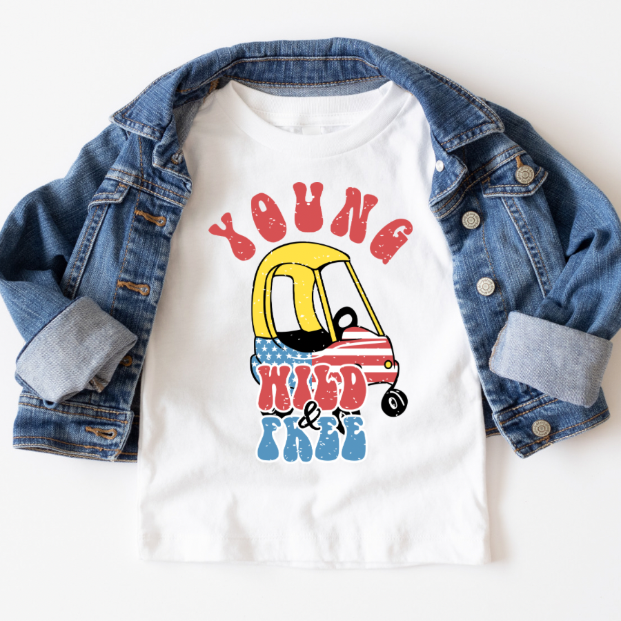 Young Wild And Free Kids Car Full Color DTF Transfer