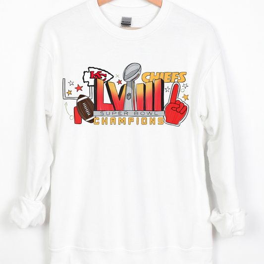 Hand Drawn Chiefs Champions KC LVIII Full Color DTF Transfer