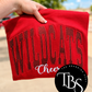 Glitter Appliqué w/Script Under Embroidered Sweatshirt/T-Shirt