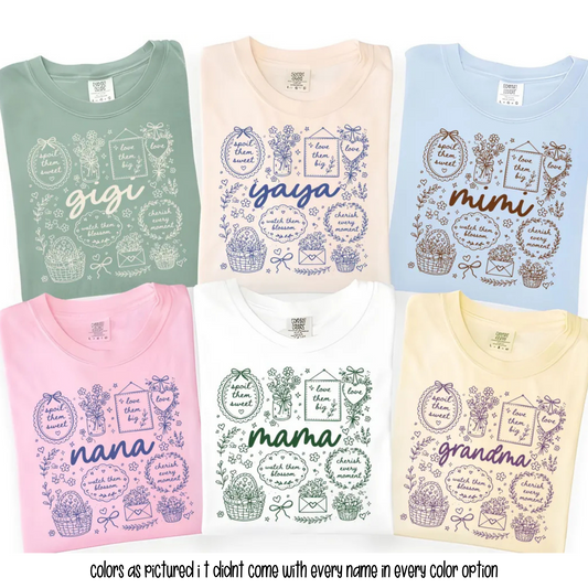 Cottage Doodle Mama (Gigi-Yaya-Mimi-Nana - Grandma Options) Full Color DTF Transfer