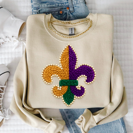 Fleur De Lis Mardi Gras Full Color DTF Transfer