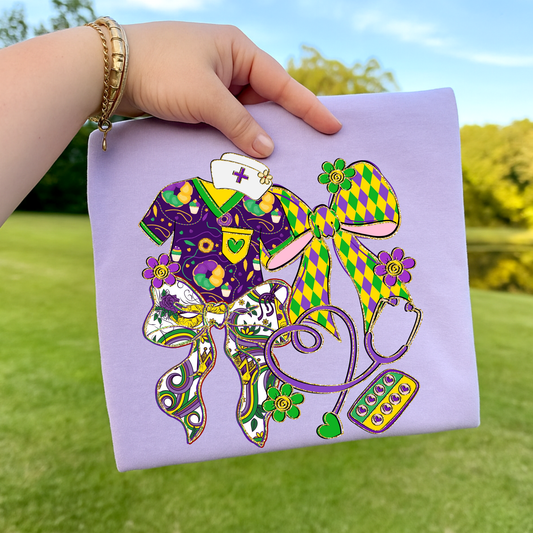 Nurse Collage Mardi Gras Full Color DTF Transfer