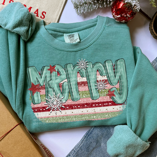 Merry Striped Full Color DTF Transfer