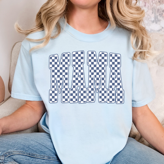 Navy Checkered Mama Full Color DTF Transfer