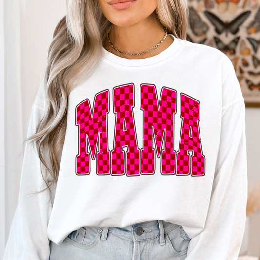 Magenta Checkered Mama Full Color DTF Transfer