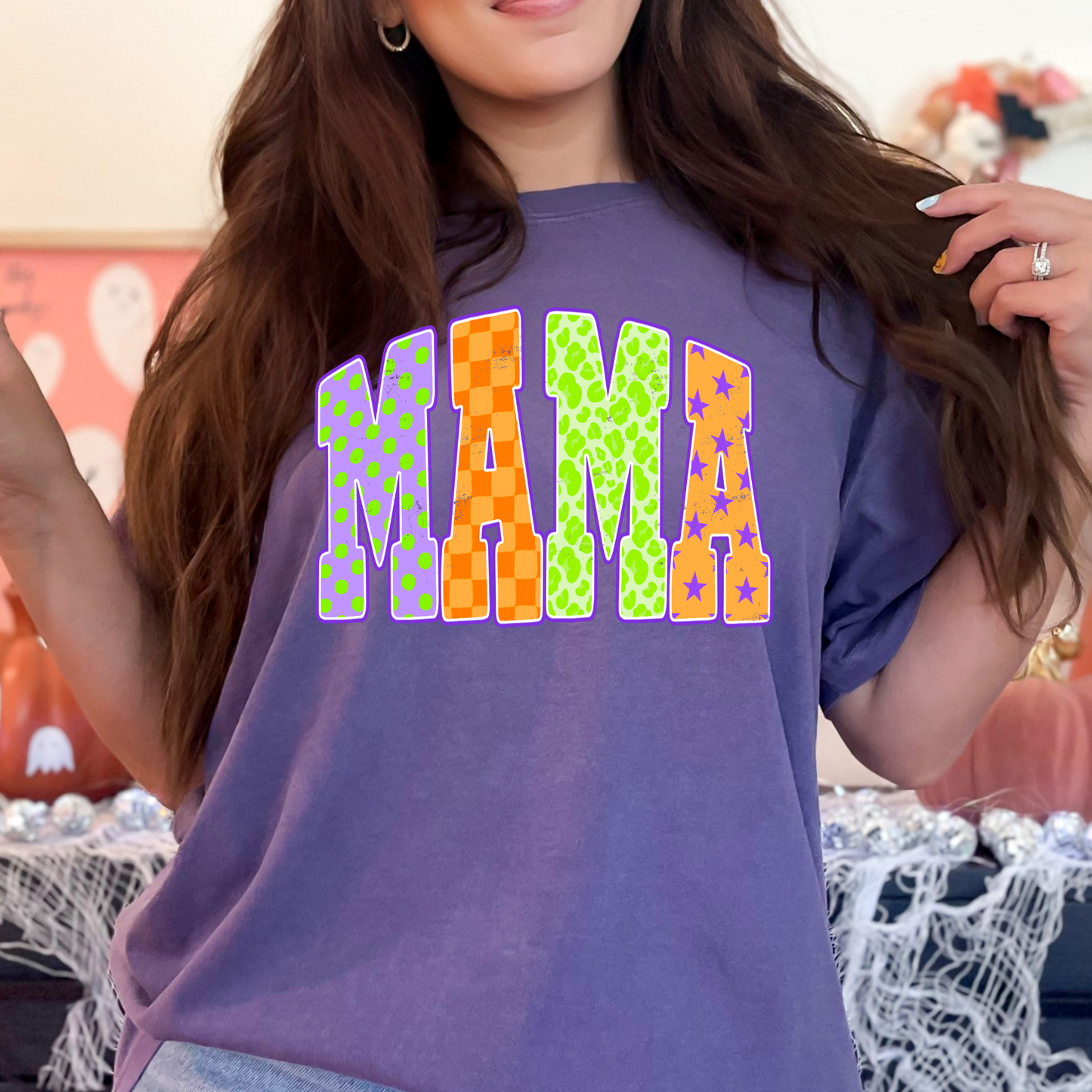 Purple Orange Green Mama Full Color DTF Transfer