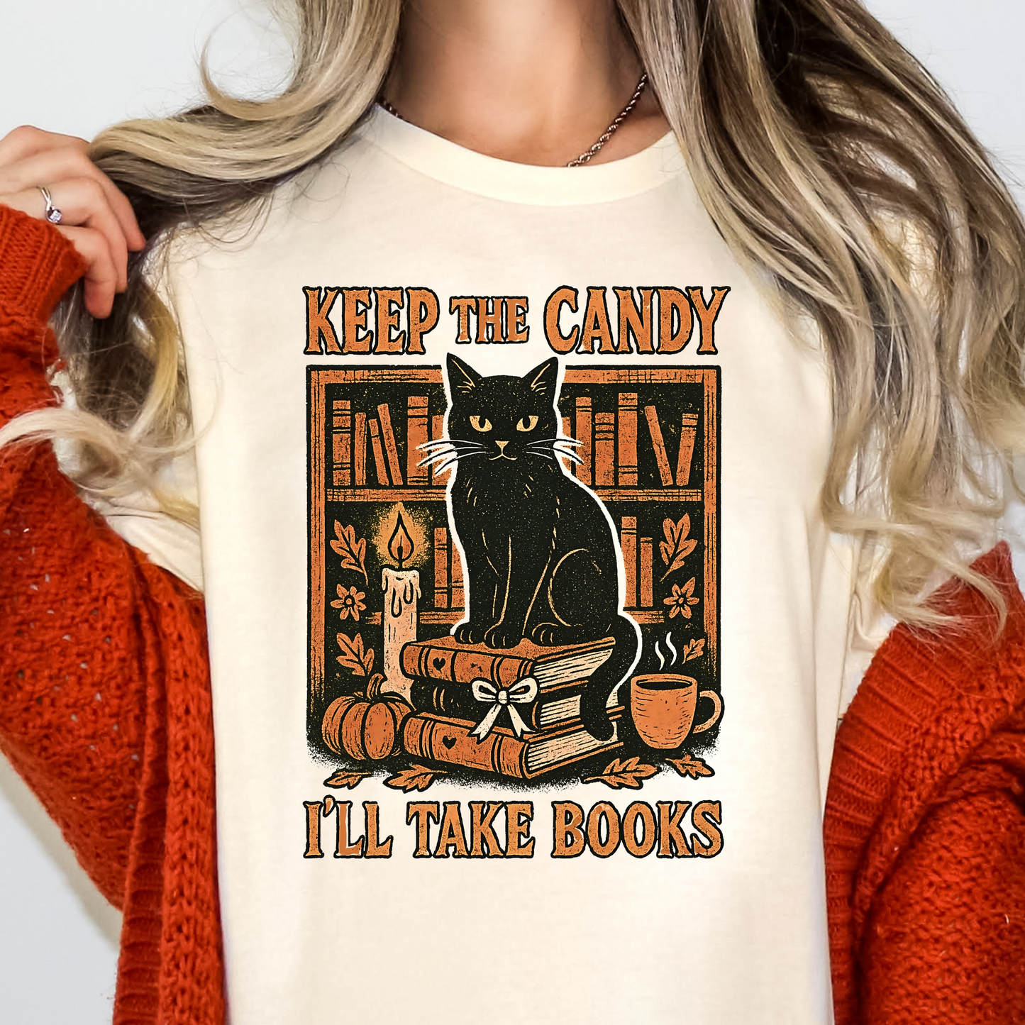 Keep The Candy Ill Take The Books Full Color DTF Transfer