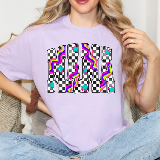 Groovy Checkered Mama Full Color DTF Transfer