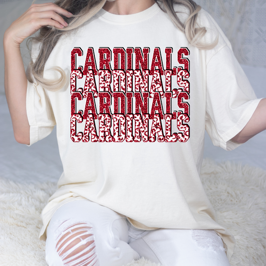 Cardinals Repeat Glitter Full Color DTF Transfer