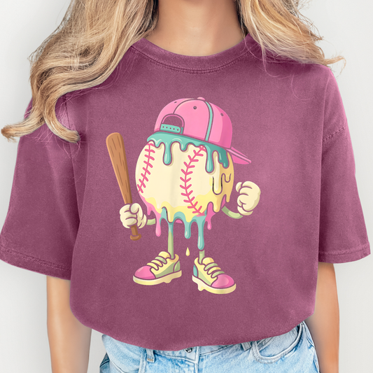 Dripping Baseball Full Color DTF Transfer
