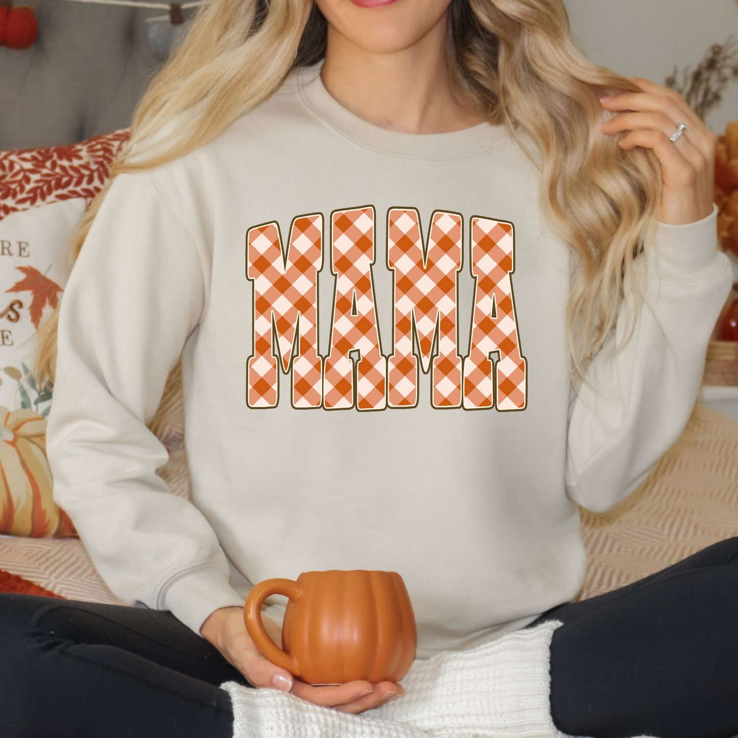 Orange Checkered Mama Full Color DTF Transfer