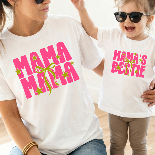 Mama Pink w/Stars (Mama's Bestie Option) Full Color DTF Transfer