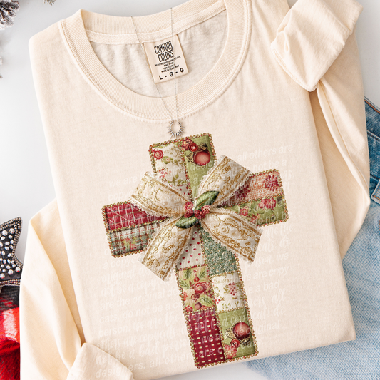 Christmas Cross  (Patchwork) Full Color DTF Transfer