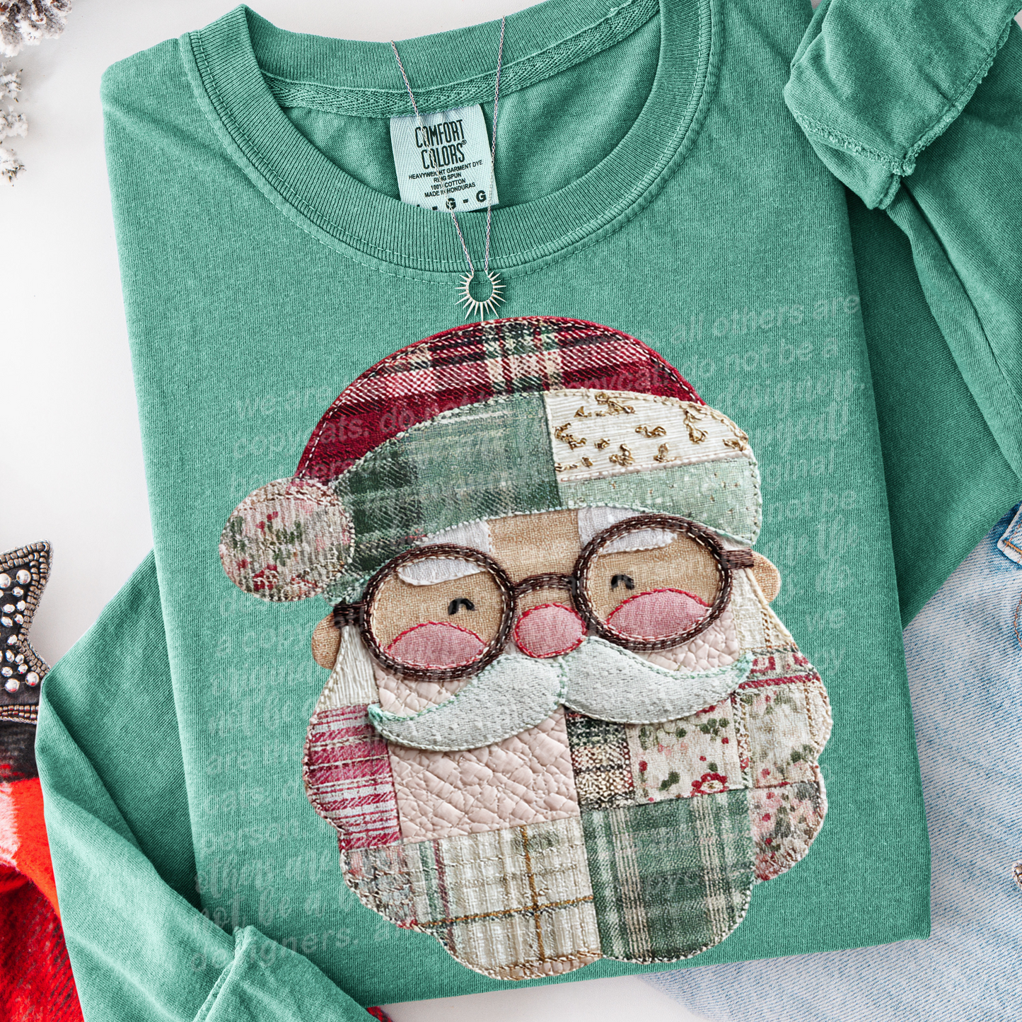 Santa Face (Patchwork) Full Color DTF Transfer