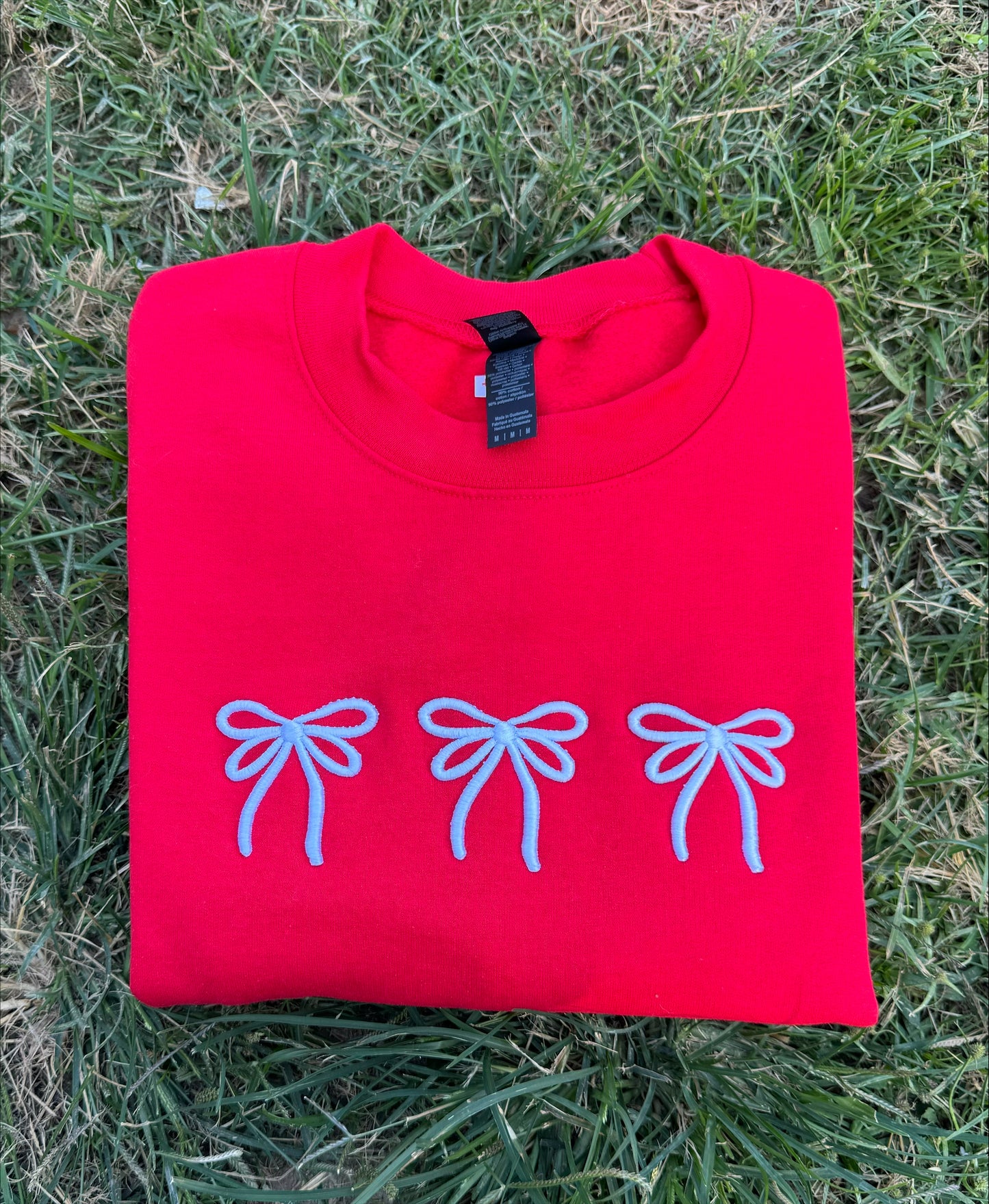 Christmas Bows 3D Puff Embroidered Sweatshirt/T-Shirt