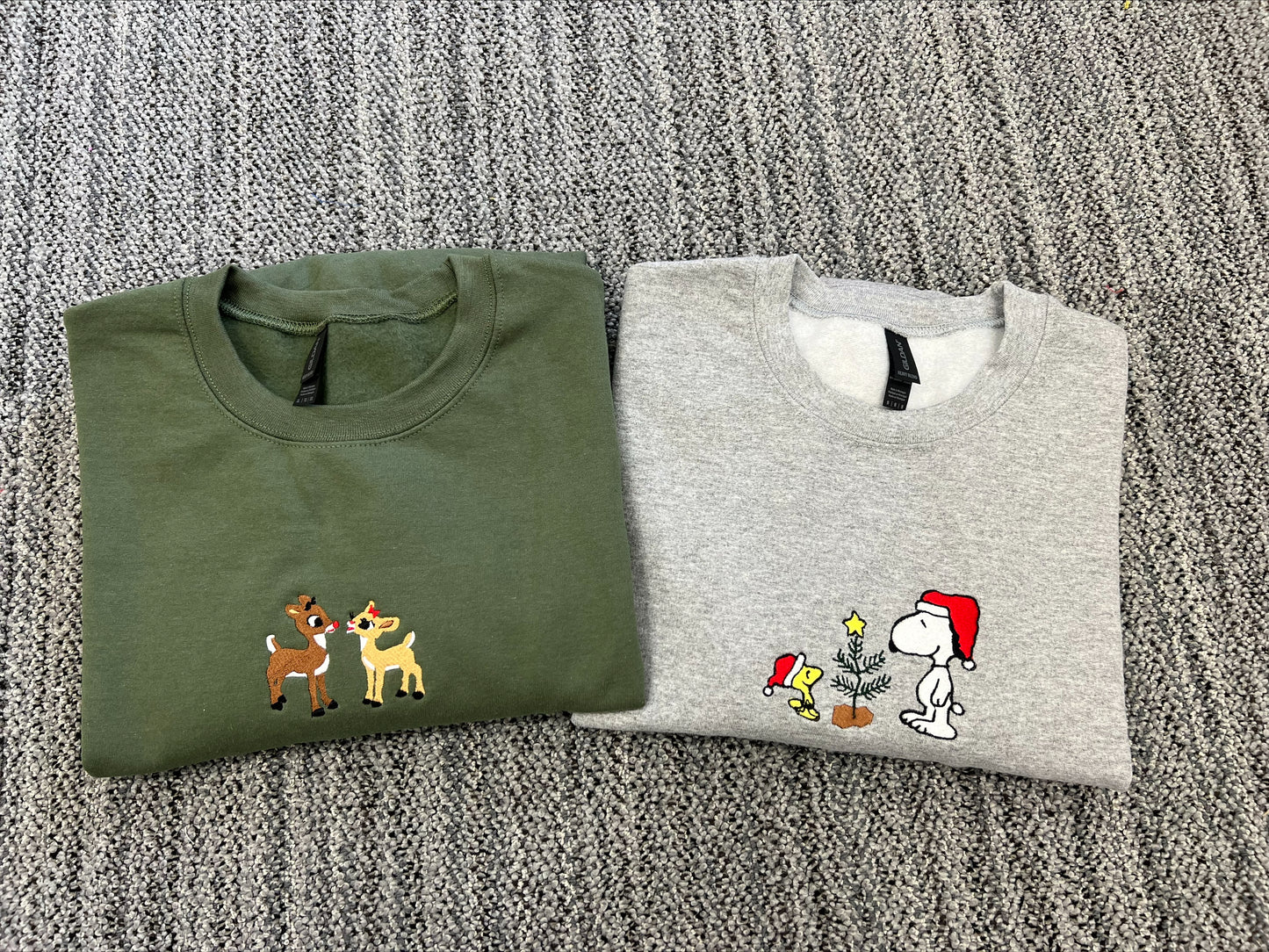 Rudolph The Red Nose Reindeeer - Snoopy Christmas Embroidered Sweatshirt/T-Shirt