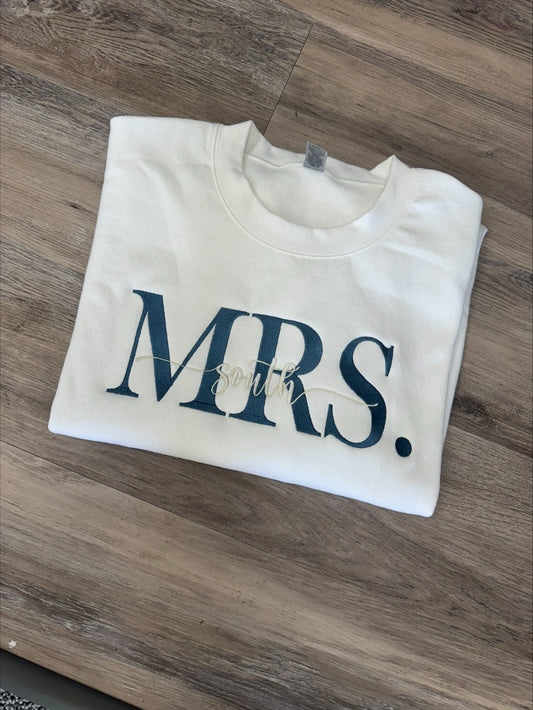 Wife Last Name Sweatshirt/T-Shirt (ANY SINGLE ONE LINE WORD)