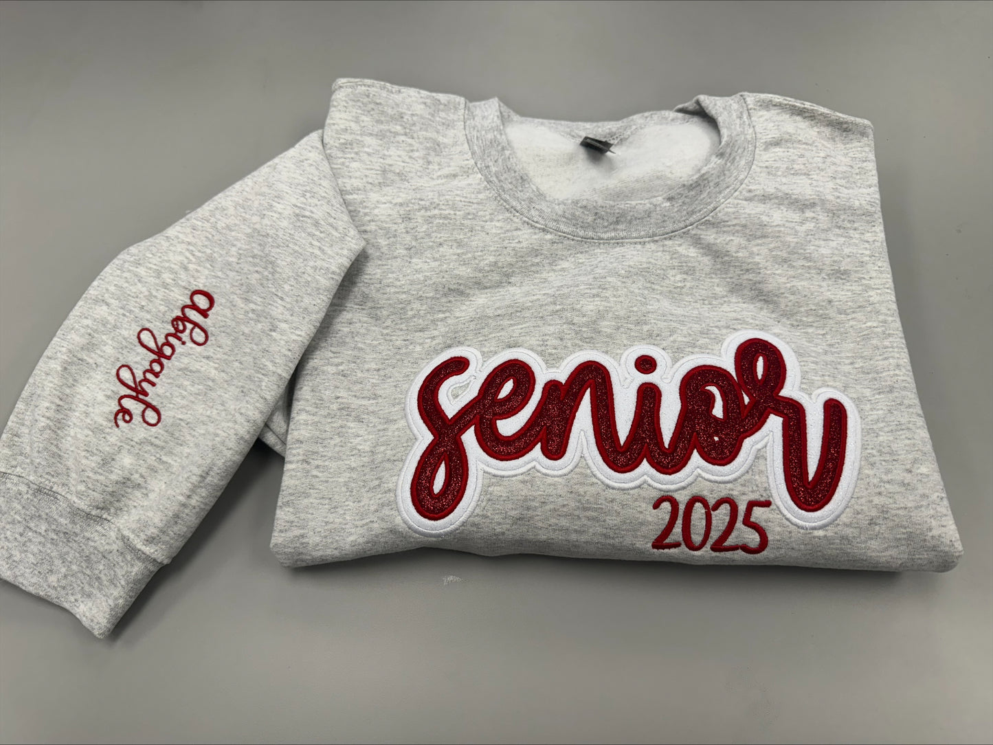 Senior 2025 Glitter Appliqué Embroidered Sweatshirt/T-Shirt