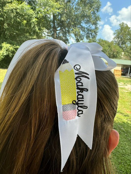 Personalized Pencil School Bow