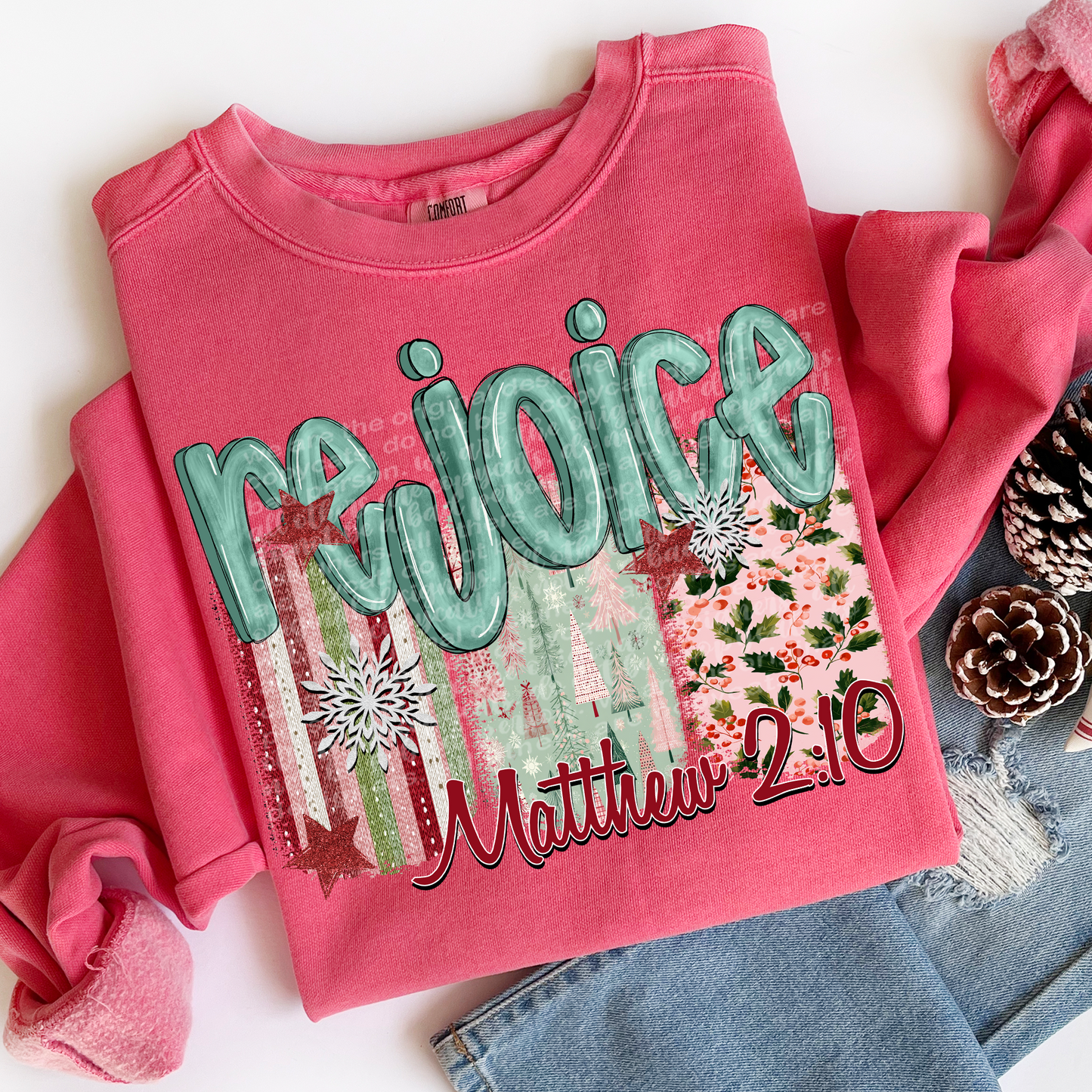 Rejoice Matthew 2:10 Full Color DTF Transfer