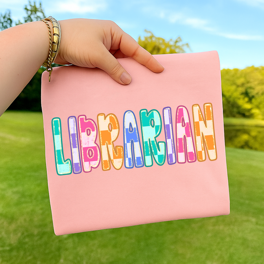 Colorful Checkered Librarian Full Color DTF Transfer