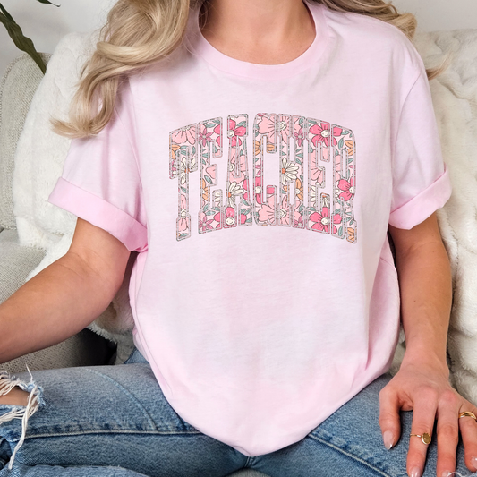 Floral Teacher Full Color DTF Transfer