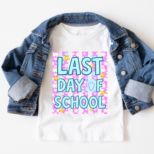Last Day Of School Floral StripesFull Color DTF Transfer