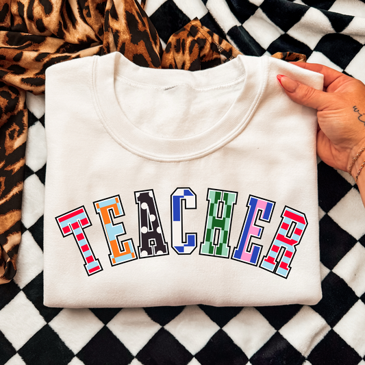 Colorful Pattern Teacher Full Color DTF Transfer