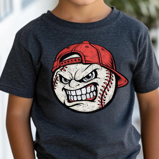 Mean Face Baseball Full Color DTF Transfer