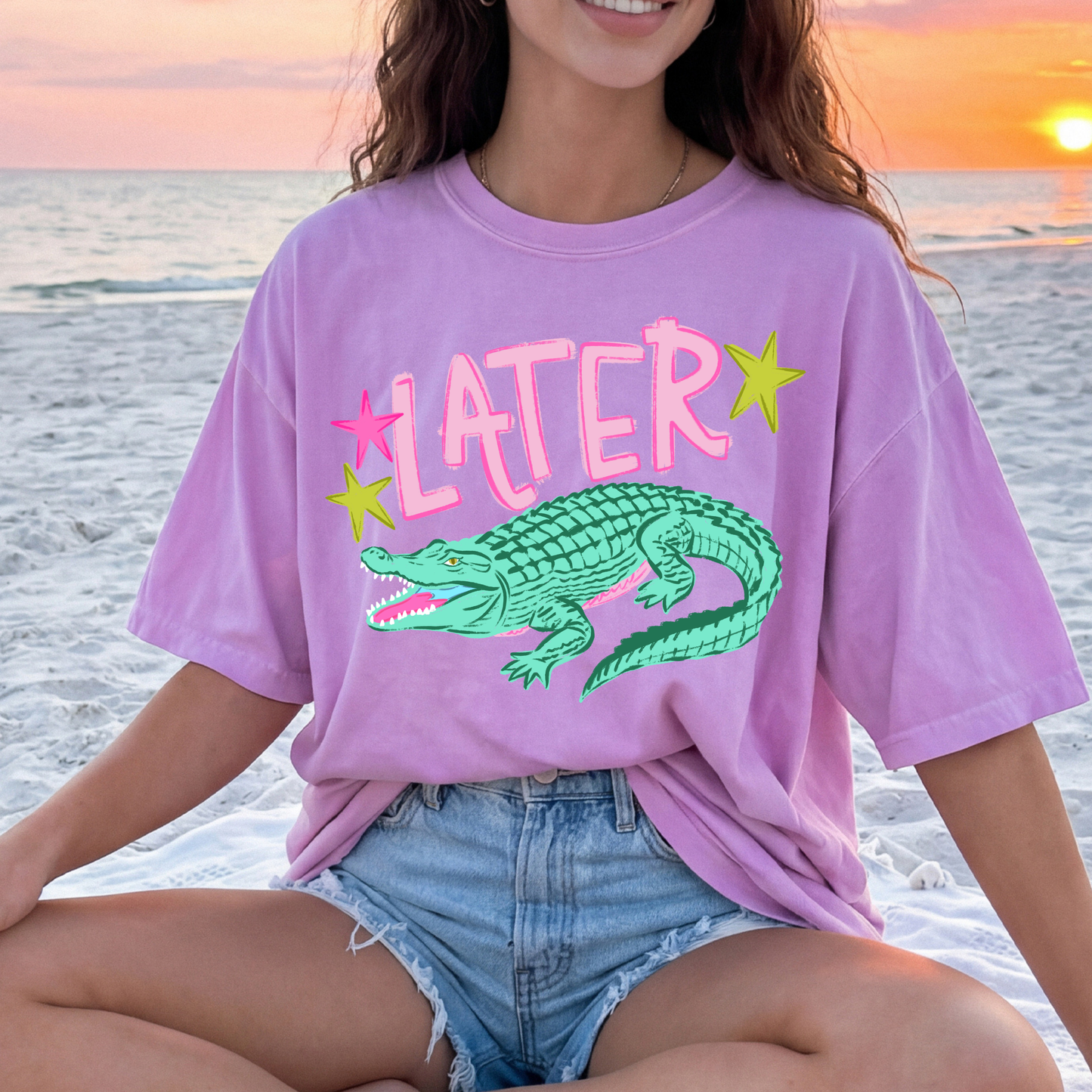 Later Gator - After While Crocodile (Pink)  Full Color DTF Transfer