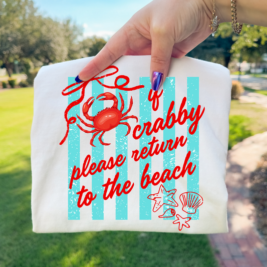 If Crabby Please Return To The Beach Full Color DTF Transfer