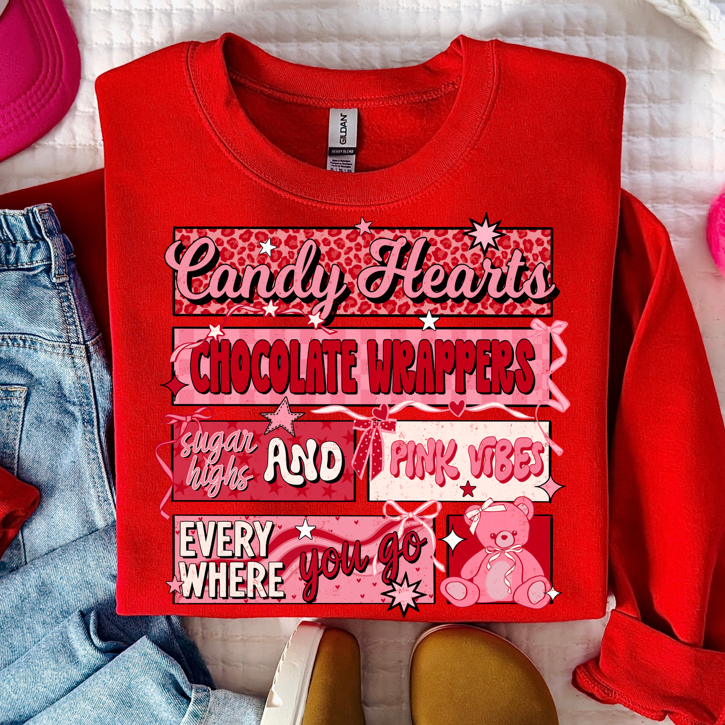 Valentine Block Design Full Color DTF Transfer