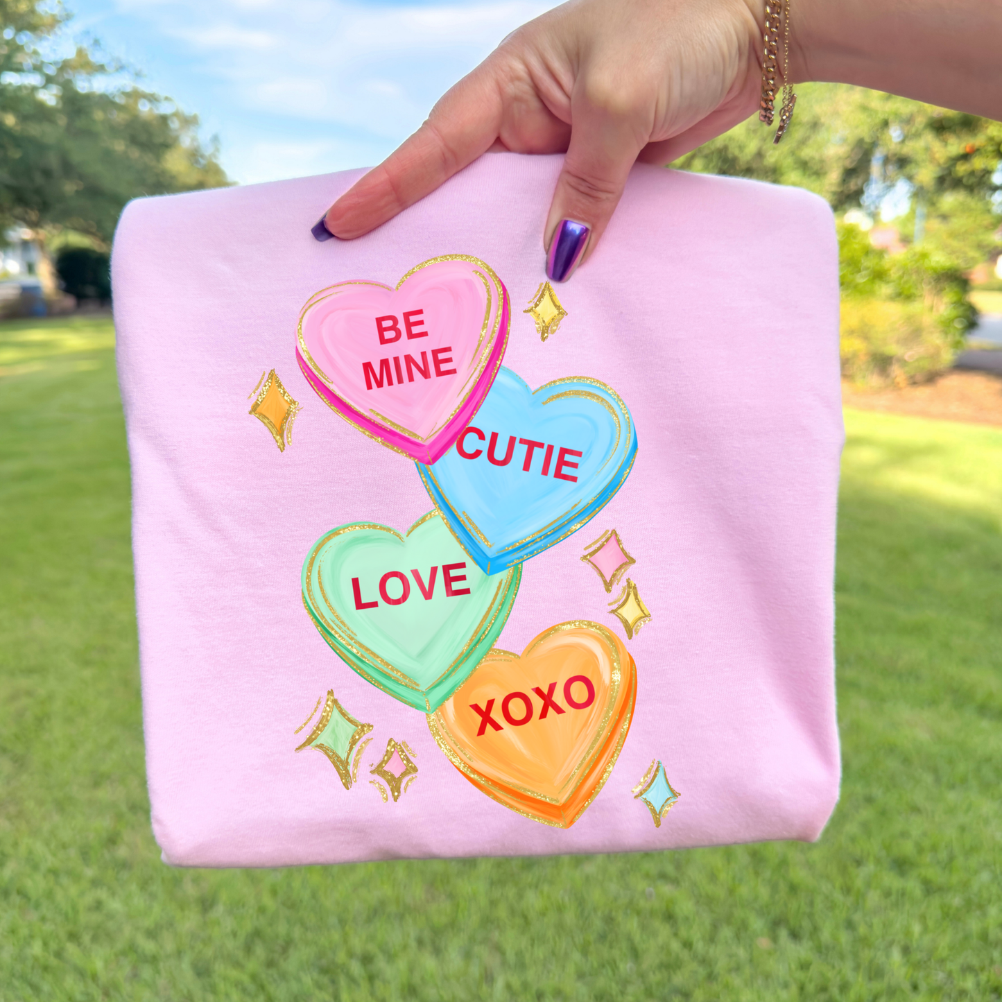 Candy Heart Stack Full Color DTF Transfer