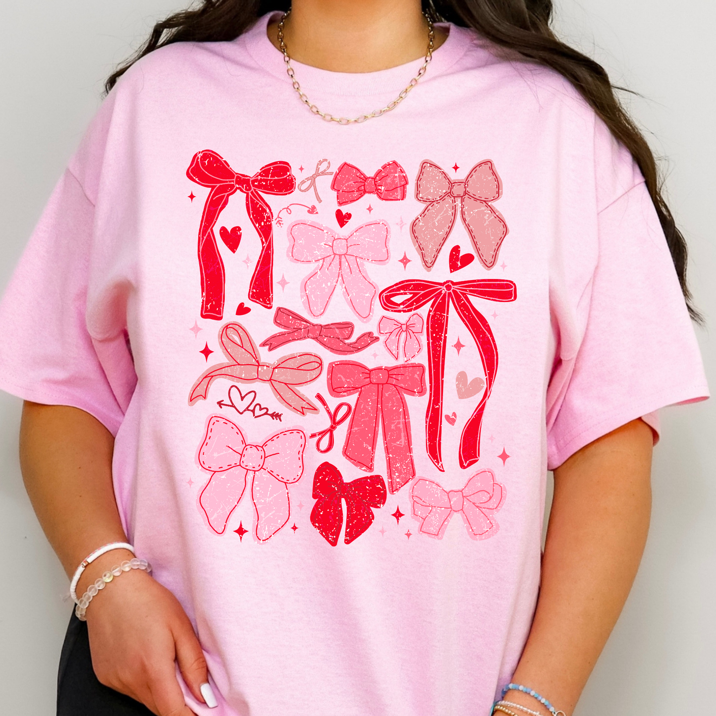 Valentine Colored Bows Full Color DTF Transfer