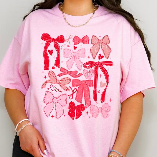 Valentine Colored Bows Full Color DTF Transfer