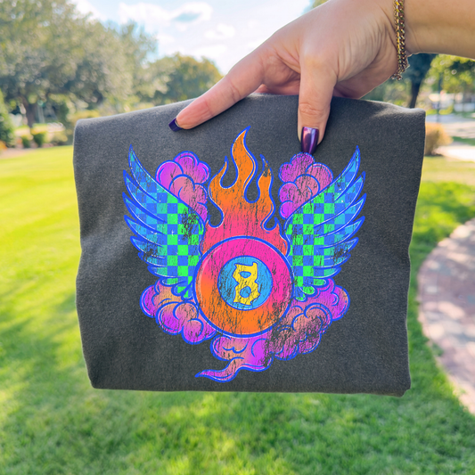 Flaming 8 Ball Full Color DTF Transfer