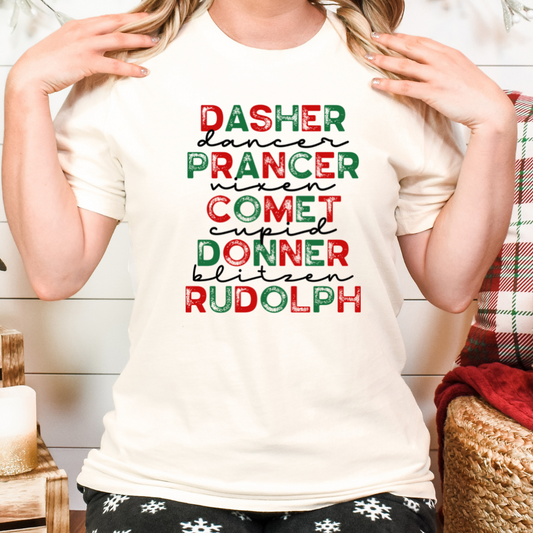 Reindeer Name (Red/Green) Full Color DTF Transfer