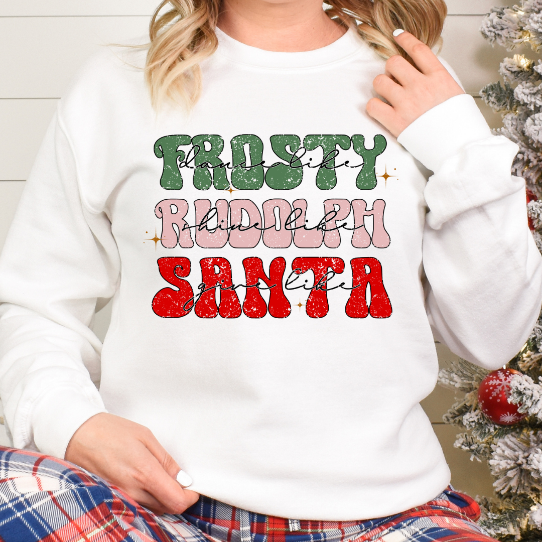 Frosty Rudolph Santa Full Color DTF Transfer