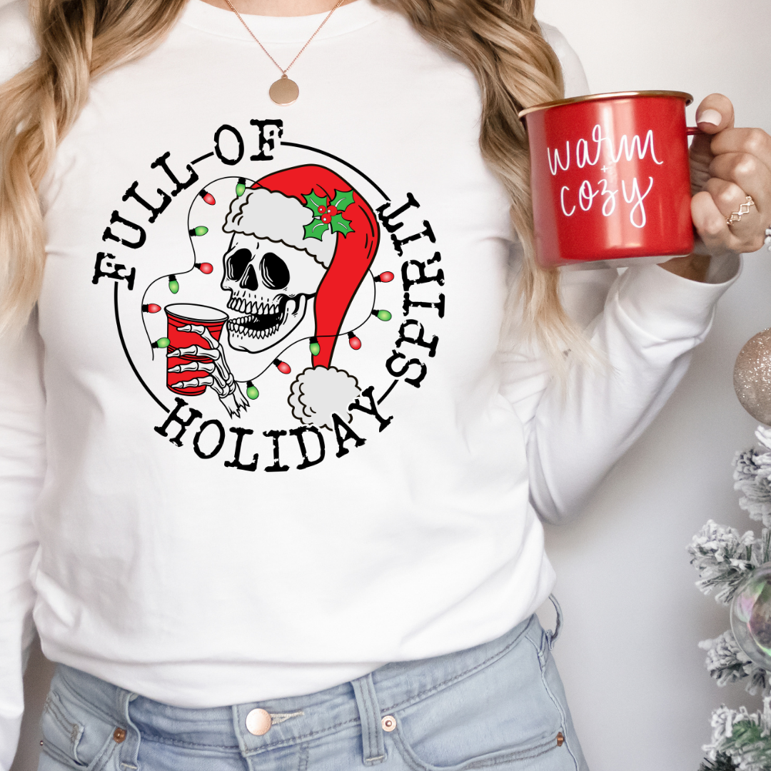 Full Of Holiday Spirit Skull Full Color DTF Transfer – TBS Transfers