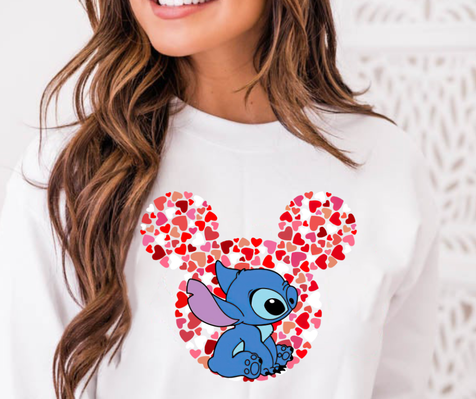 Stitch Heart My Valentine Full Color DTF Transfer