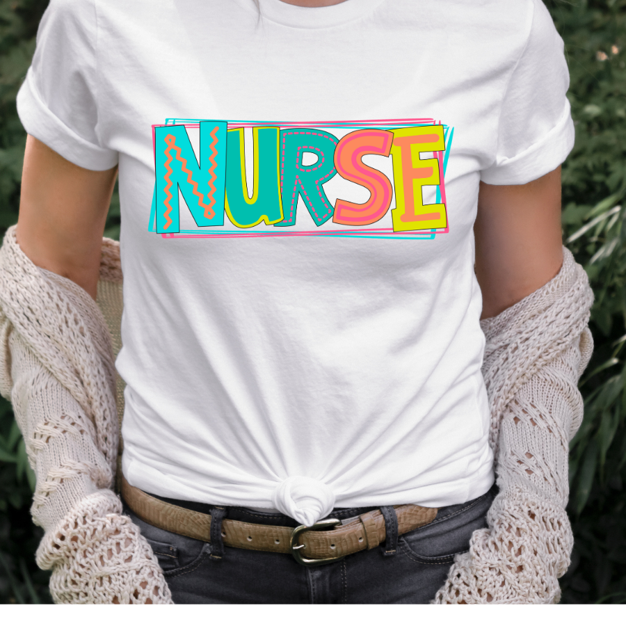 Nurse Retro Color Full Color DTF Transfer