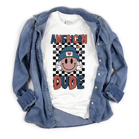 American Dude (Smiley Face Checkered) Full Color DTF Transfer