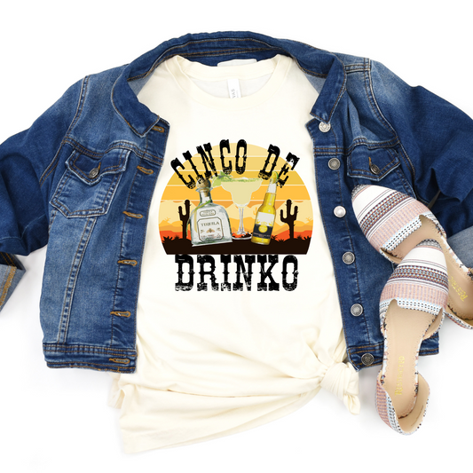 Cinco De Drinko (Sunset background)Full Color DTF Transfers