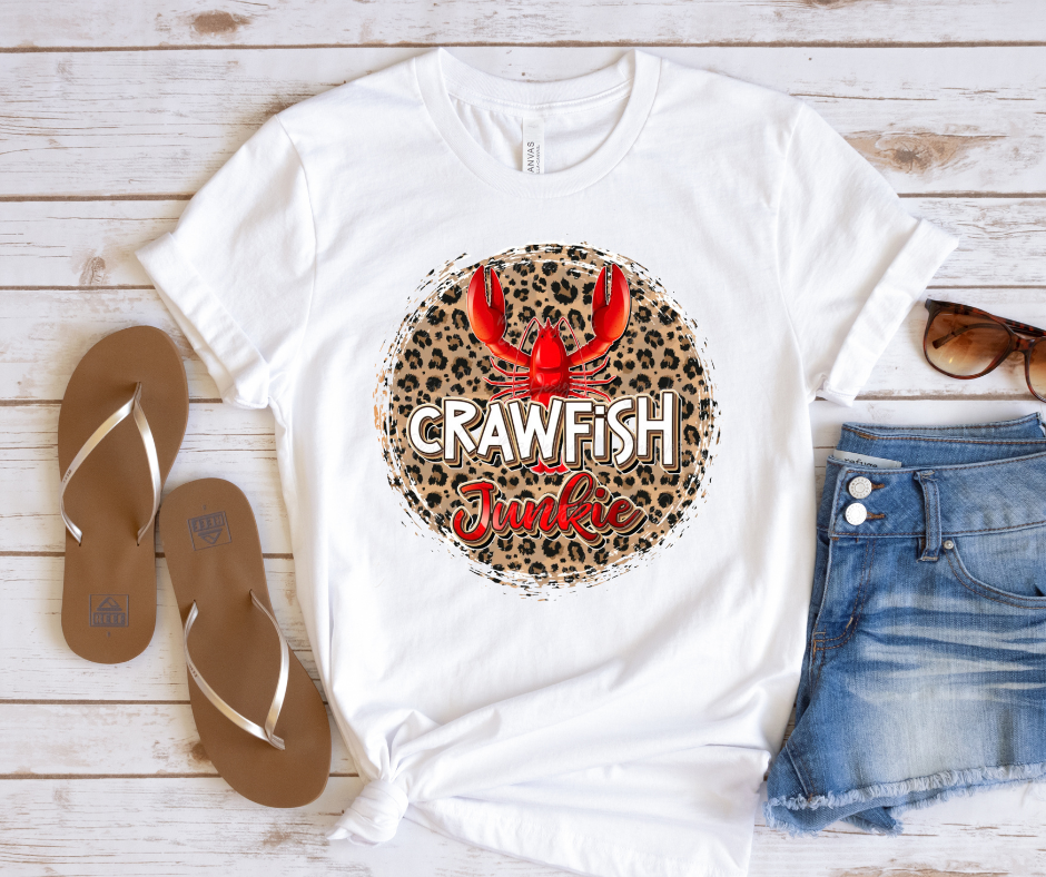 Crawfish Junkie Leopard Circle Full Color DTF Transfer