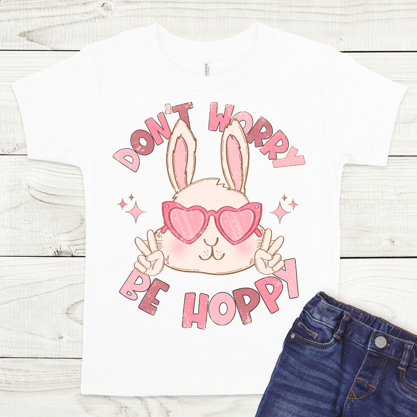 Don't Worry Be Hoppy (Pink) Full Color DTF Transfer